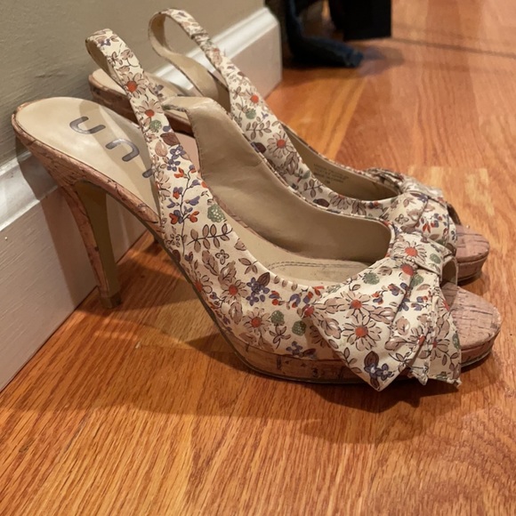 Peep toe flower printed cork heel - Picture 2 of 6